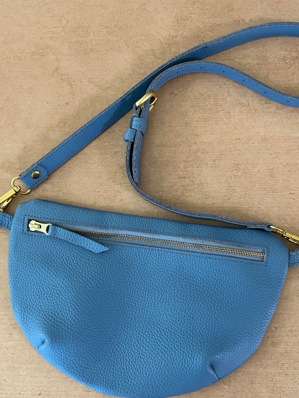 Abby Alley Sling Bag in Blue Leather Crossbody Single Strap